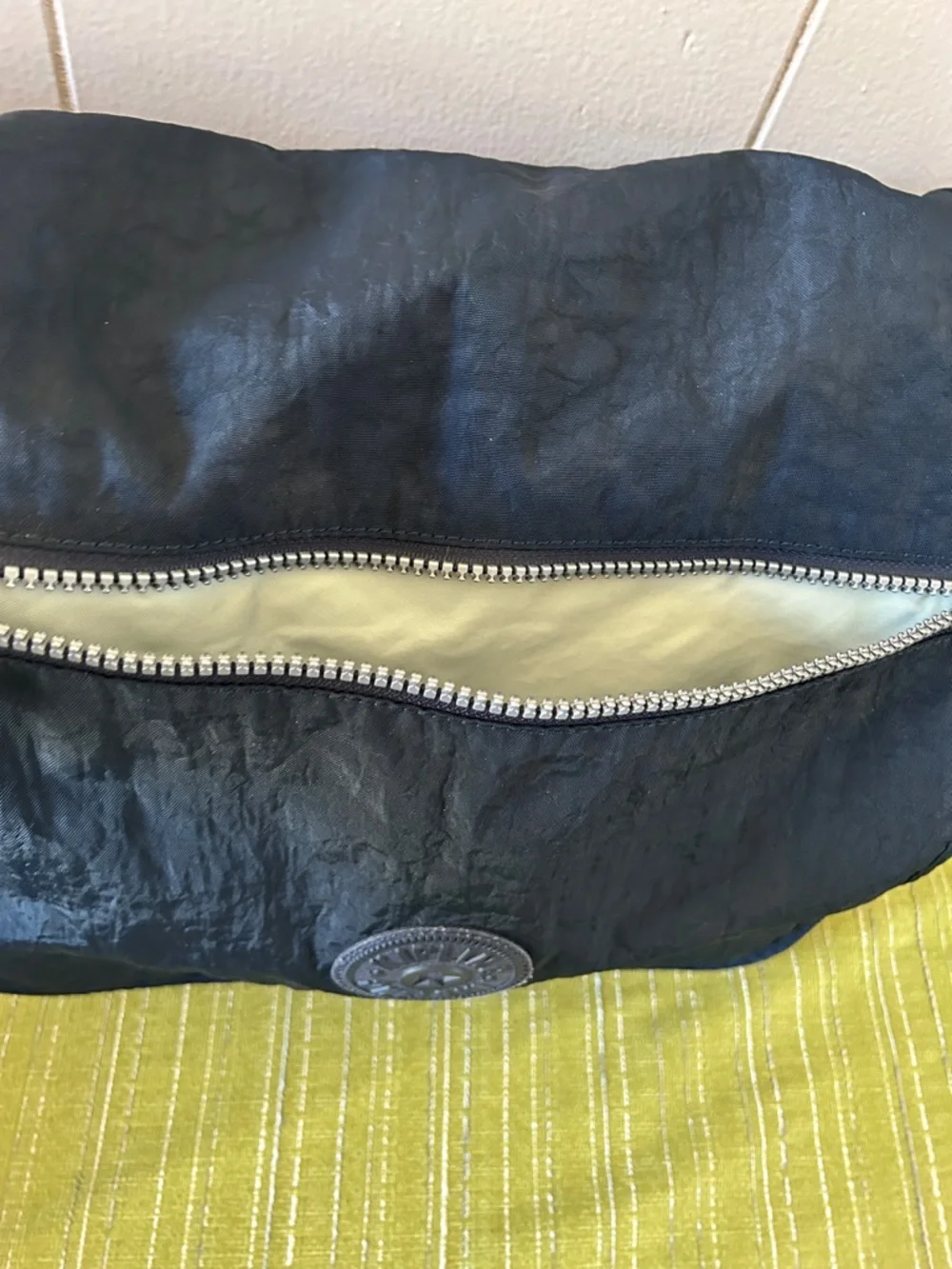 Kipling Black Nylon Messenger Bag with Adjustable Strap expandable unisex